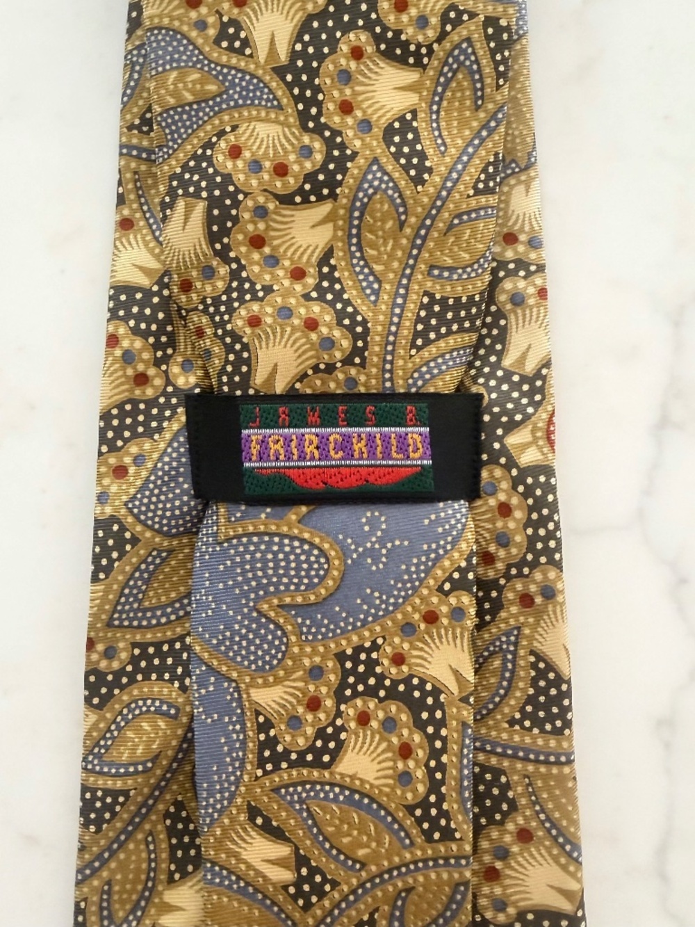 James B. Fairchild 80s/90s Vintage Javanese Batik Print Silk Tie - Picture 4 of 4